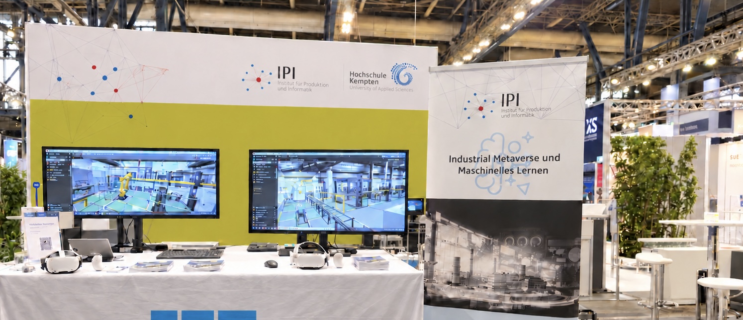 IPI exhibition booth with digital twin demonstrations and VR headsets at XR Expo 2025
